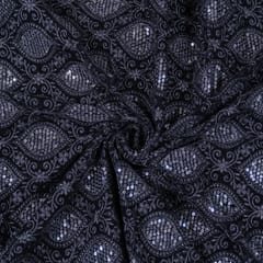 Black Color Velvet Thread Embroidery