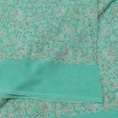 Sea Green Color Georgette Thread Embroidery