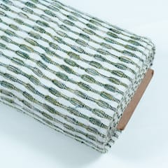 WHITE  WITH  GREEN STRIPES JACQUARD
