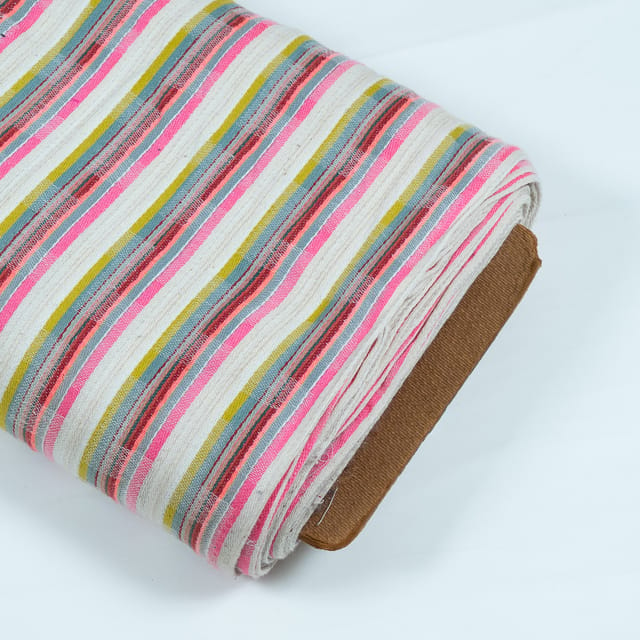 WHITE WITH PINK STRIPES JACQUARD