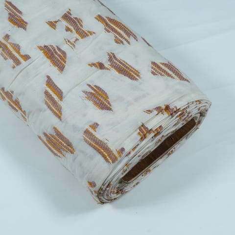 WHITE WITH BROWN DESIGN JACQUARD
