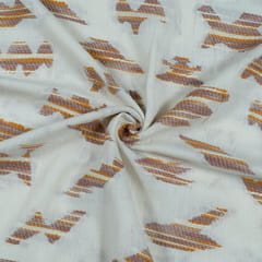 WHITE WITH BROWN DESIGN JACQUARD