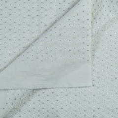 Off White Dyeable Chikan With Sequin Embroidery(1.70 Meter Piece)