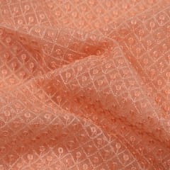 Peach Color Net Embroidery