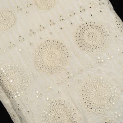 White Color Dola Silk Embroidery