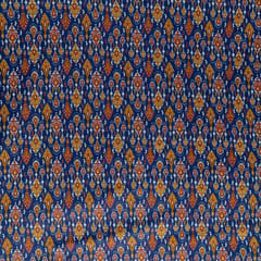 Navy Blue Color Cotton Flex Ikkat Print