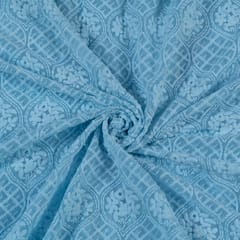 Sky Blue Color Georgette Chikan Embroidery (1.40Cm Piece)