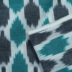WHITE WITH BLACK BLUE  IKAT