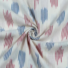 WHITE WITH RED BLUE IKAT