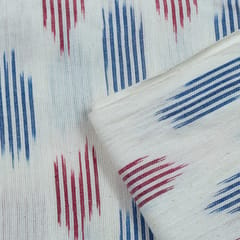WHITE WITH RED BLUE IKAT