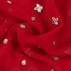 Red Color Georgette Embroidery