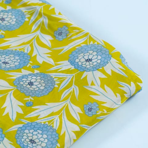 Lemon Color Floral Pure Crepe Print