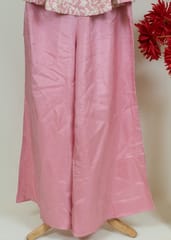 Pink Color Dola Silk Embroidered Paplum Top With Dola Silk Plazzo