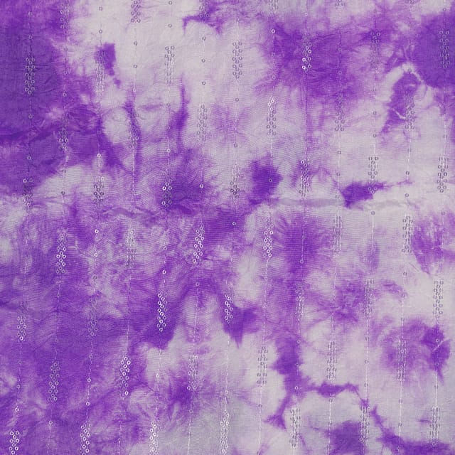 Purple Color Tie and Dye Upada Secquin Embroidery