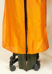 Orange Color Chanderi Embroidered Shirt With Lycra Net Pajami
