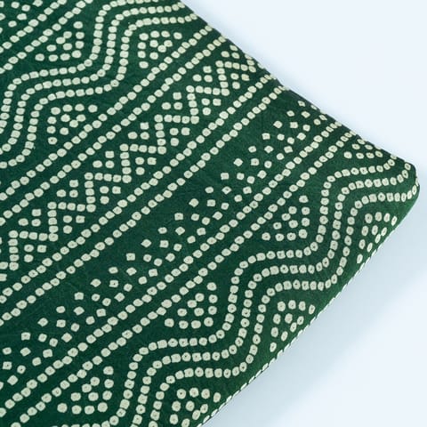 Green Color Mashru Silk Ajrakh Print