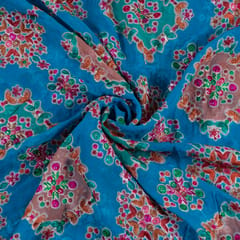 Firozi Color Georgette Print With Embroidery