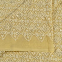 Lemon Color Georgette Chikan Embroidery