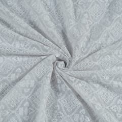 White Color Georgette Chikan Embroidery