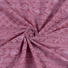 Onion Pink Color Georgette Chikan Embroidery