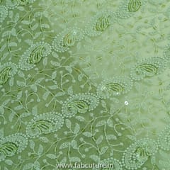 Green Color Georgette Embroidery (1Meter Piece)