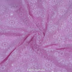 Pink Georgette Lakhnavi Embroidery (60Cm Piece)