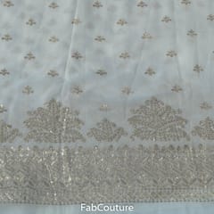 White Georgette Sequins Embroidery (80Cm Piece)