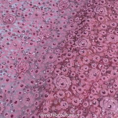 Pink Net Thread and Sequin Embroidery (90Cm Piece)