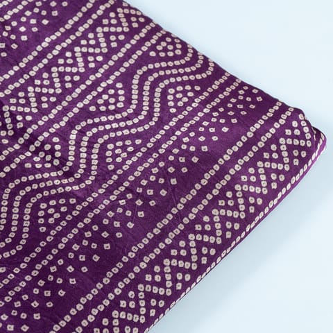 Purple Color Mashru Silk Ajrakh Print (1Meter Piece)