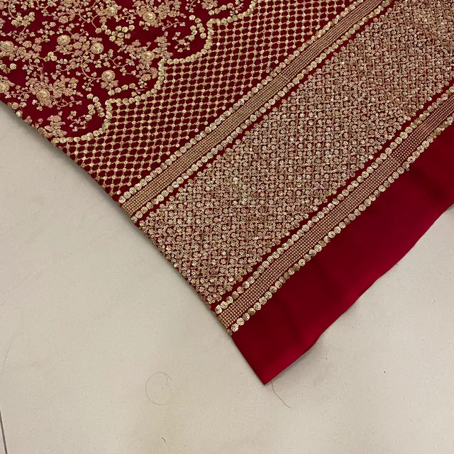 Maroon Georgette Sequins Embroidery