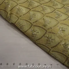 Lemon Georgette Embroidered Fabric