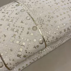 White Georgette Lakhnavi Embroidery