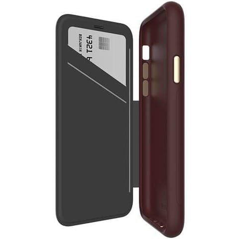 EFM Monaco D30 Leather Wallet Case - iPhone XR - Mulberry