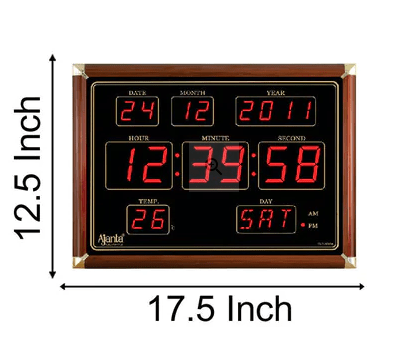 Ajanta OLC-109 DX Brown Digital Wood Wall Clock