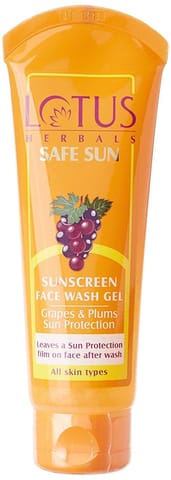 Lotus Herbals Safe Sun Sunscreen Face Wash Gel, 80g