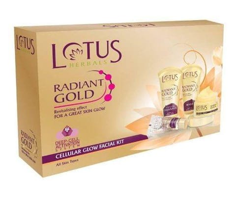 Lotus Herbal Radiant Gold Cellular Glow Facial Kit, 170g