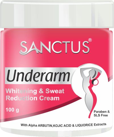 SANCTUS Underarm Whitening and Sweat Reduction Cream with Lasting Deodorizing Effect for Women (100 gm) - Enriched with Alpha Arbutin, Kojic Acid & Liquorice Extracts