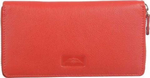 Genuine leather card holder red colour for women_Maskino 100% Genuine Leather zip card hold for women red colour