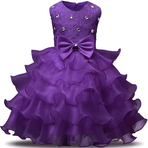 MANNAT FASHION Girls' Knee Length Dress (M_F_103_2-3Years._Dark Purple_2-3 Years)