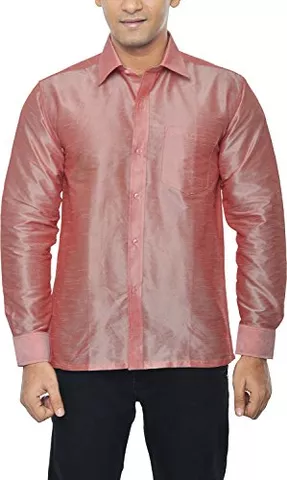 KENRICH Men's Silk Casual Shirt (kpd_lpnkfull, Pink, 40)