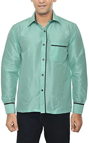KENRICH Men's Silk Casual Shirt (ppng_pstgrnbrwnfull, Pale green, 38)