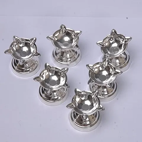 German Silver Silver Coated Small Deepa (Lamp) 6pcs combo Gift Article