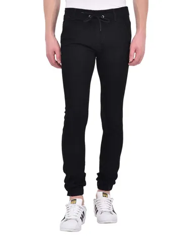 Ansh Fashion Wear Men's Denim Jogger - Regular Fit - Black