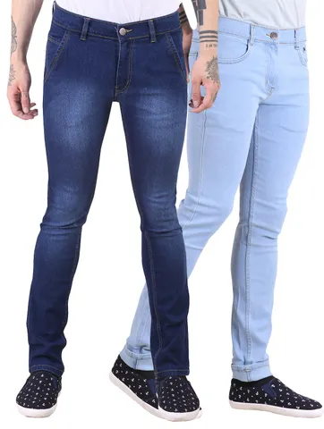 Van Galis Fashion Wear Blue and Light Blue Jeans For Men's-Pack of  2