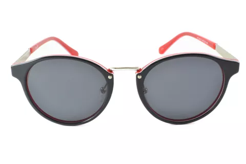iZoom YC-2013-C4 Black-Red Grey Round Small Size 49 Women Sunglasses