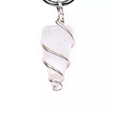 Satyamani Natural Clear Quartz Wire Wrapped Energy Pendant