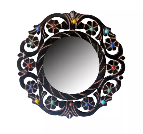 Clickflip Handicrafted  Wooden Fancy Wall Hanging Mirror Key  Holder