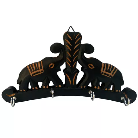 Clickflip Handicrafted  Wooden Wall Hanging Elephant Key Holder