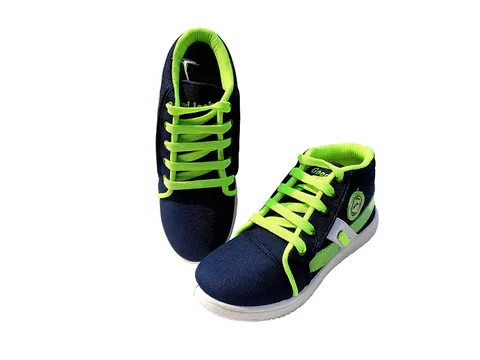 Stylish High Neck Shoes for Men & Boys-Navy Blue / Green