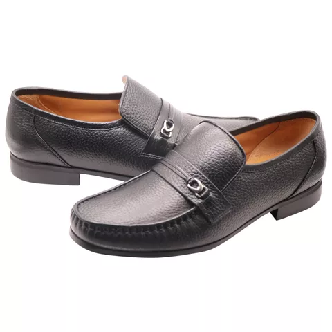 JidUhi Black Moccasin Premium Leather Shoes (Extra Light Weight)